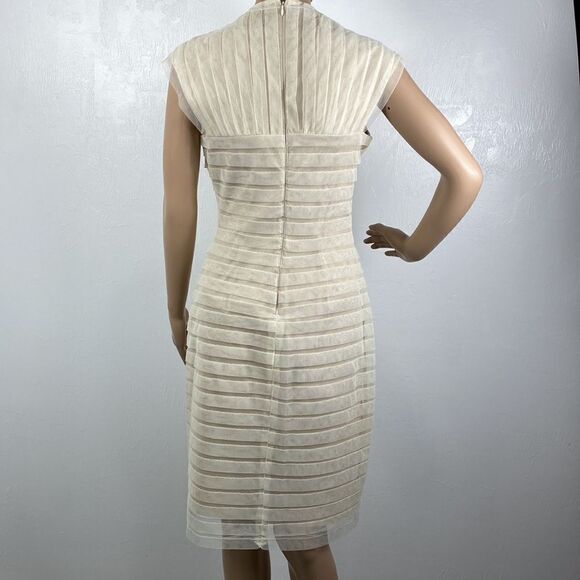Adrianna Papell ivory color square neck mesh sheath dress size 8 - Picture 4 of 11